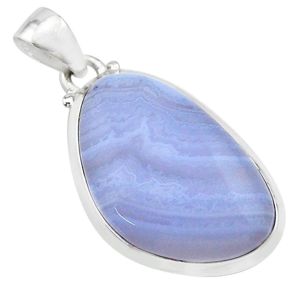 925 sterling silver 16.85cts natural blue lace agate fancy shape pendant t22535