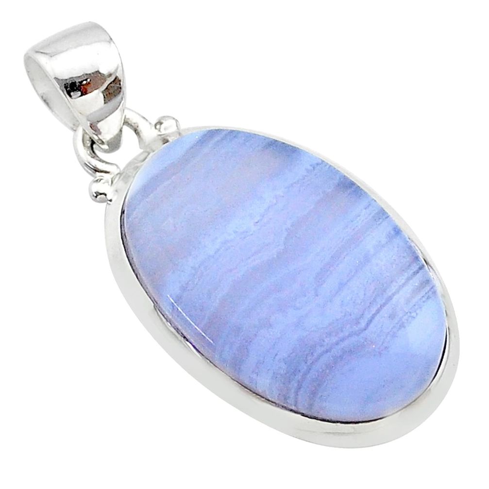 925 sterling silver 13.62cts natural blue lace agate oval pendant jewelry t22538