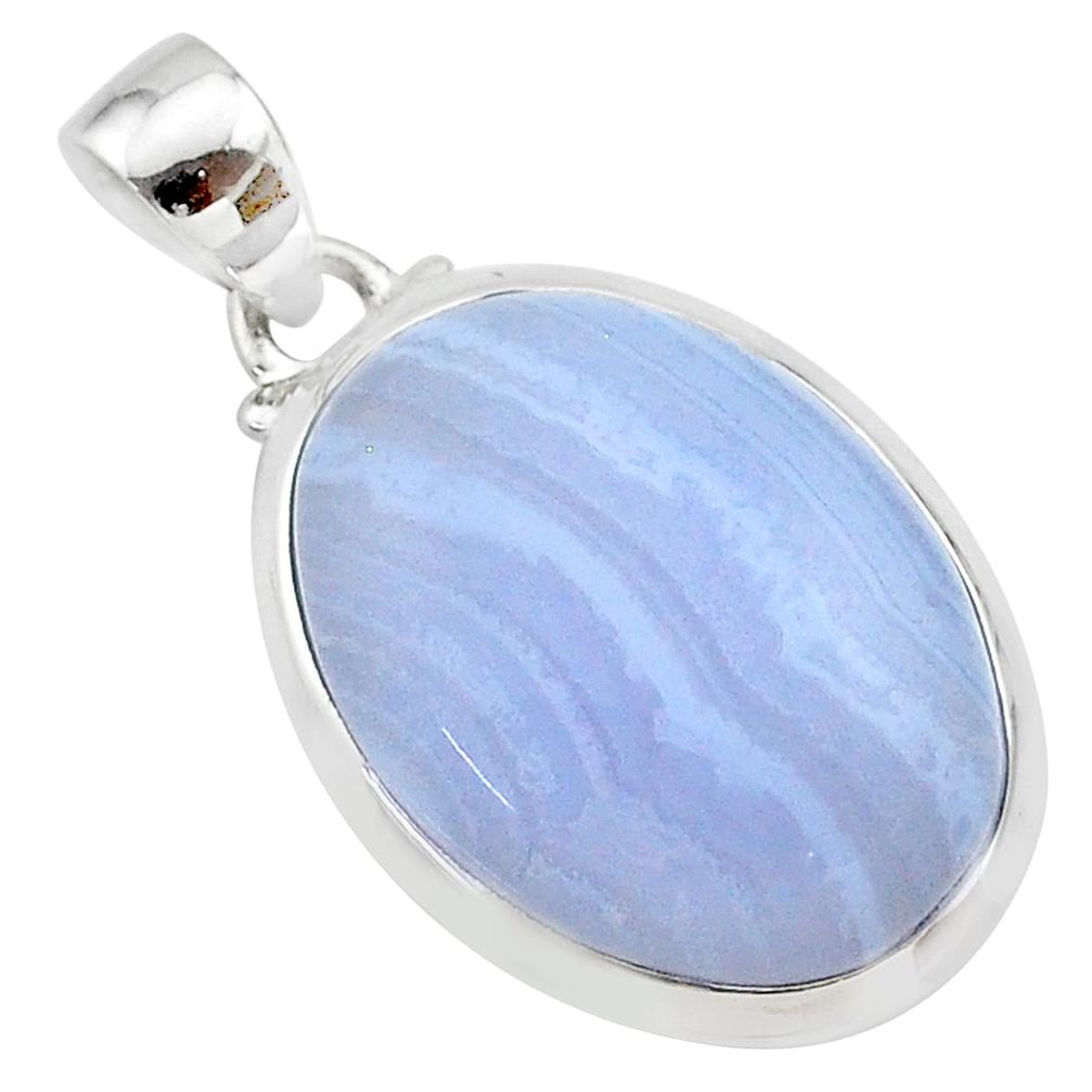925 sterling silver 14.27cts natural blue lace agate oval pendant jewelry t22555