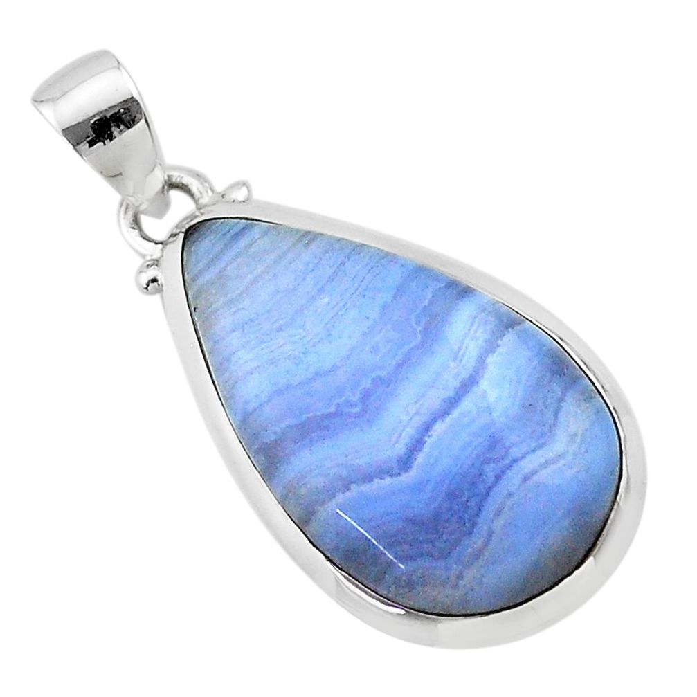 925 sterling silver 13.05cts natural blue lace agate pear pendant jewelry t22483
