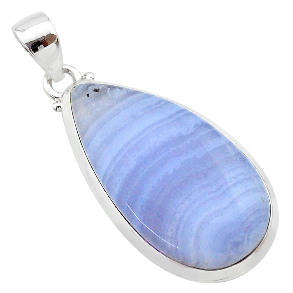 925 sterling silver 19.84cts natural blue lace agate pear pendant jewelry t22504