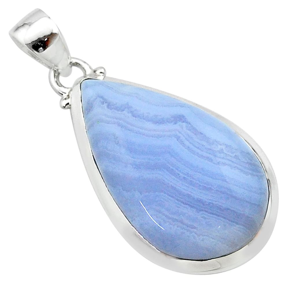 925 sterling silver 16.82cts natural blue lace agate pear pendant jewelry t22508