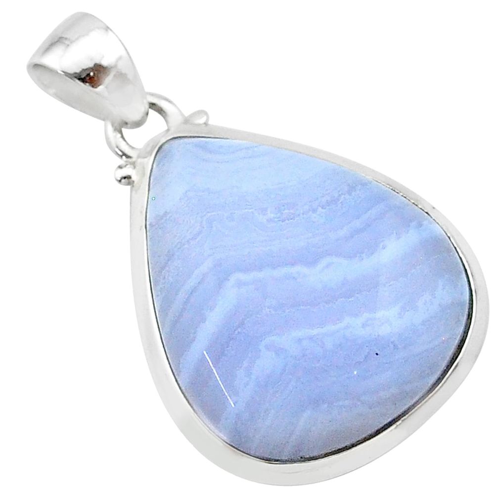 925 sterling silver 17.86cts natural blue lace agate pear pendant jewelry t22549