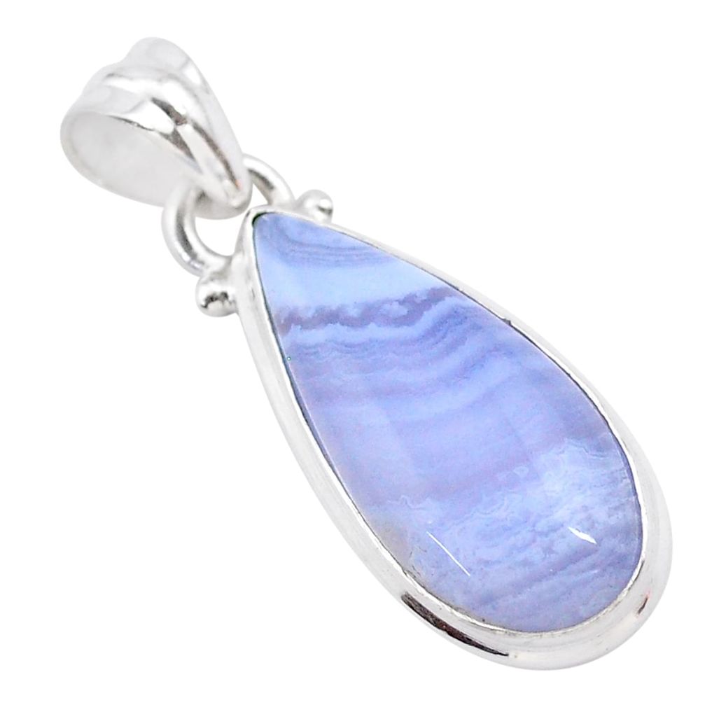 925 sterling silver 12.07cts natural blue lace agate pear pendant jewelry t28769