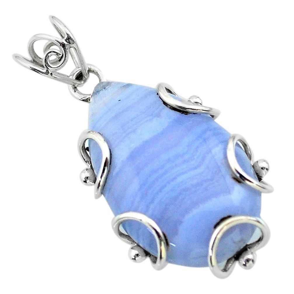 925 sterling silver 21.69cts natural blue lace agate pear pendant jewelry t31835