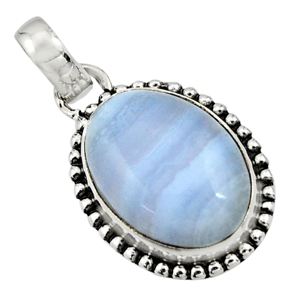 925 sterling silver 14.68cts natural blue lace agate pendant jewelry r26517