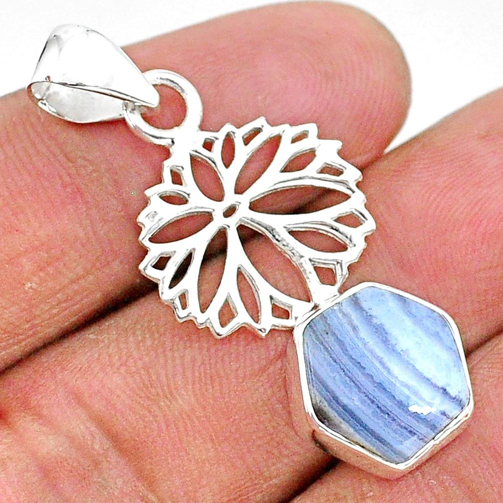 925 sterling silver 4.52cts natural blue lace agate pendant jewelry r96904