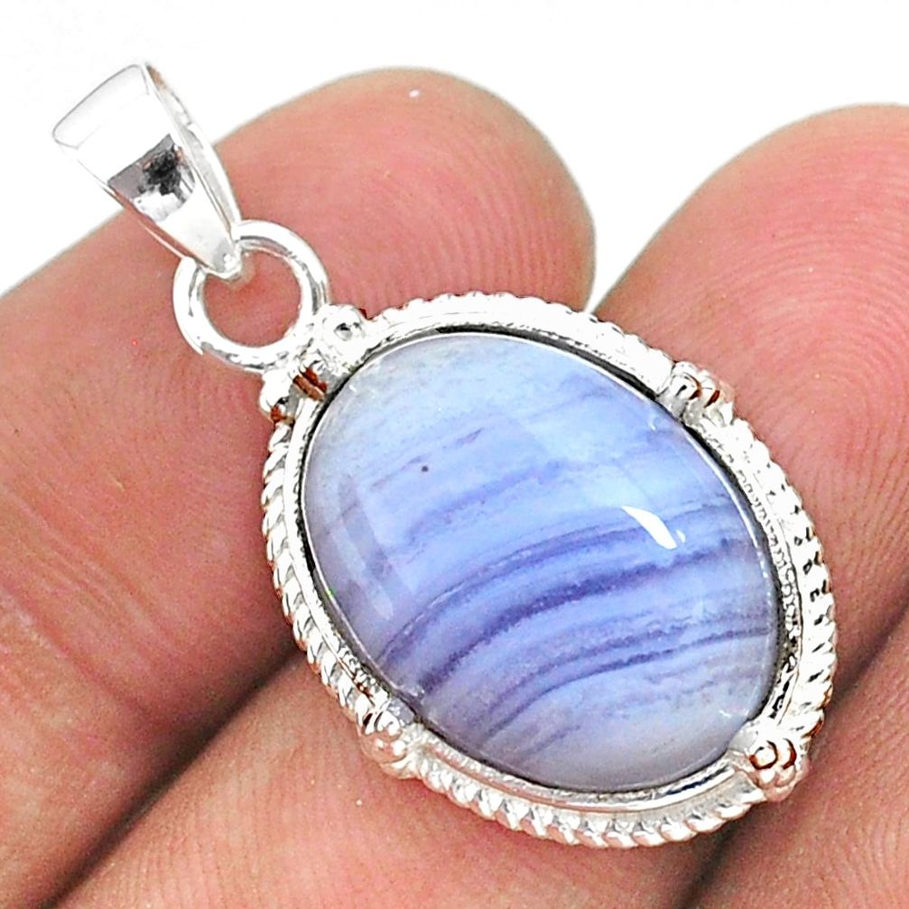 925 sterling silver 13.70cts natural blue lace agate pendant jewelry t35770
