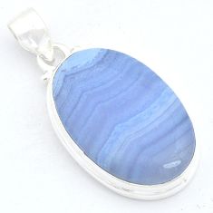 925 sterling silver 16.87cts natural blue lace agate pendant jewelry u59703