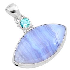 925 sterling silver 21.48cts natural blue lace agate topaz pendant t28503