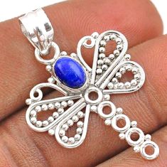 925 sterling silver 1.57cts natural blue lapis lazuli dragonfly pendant t84824