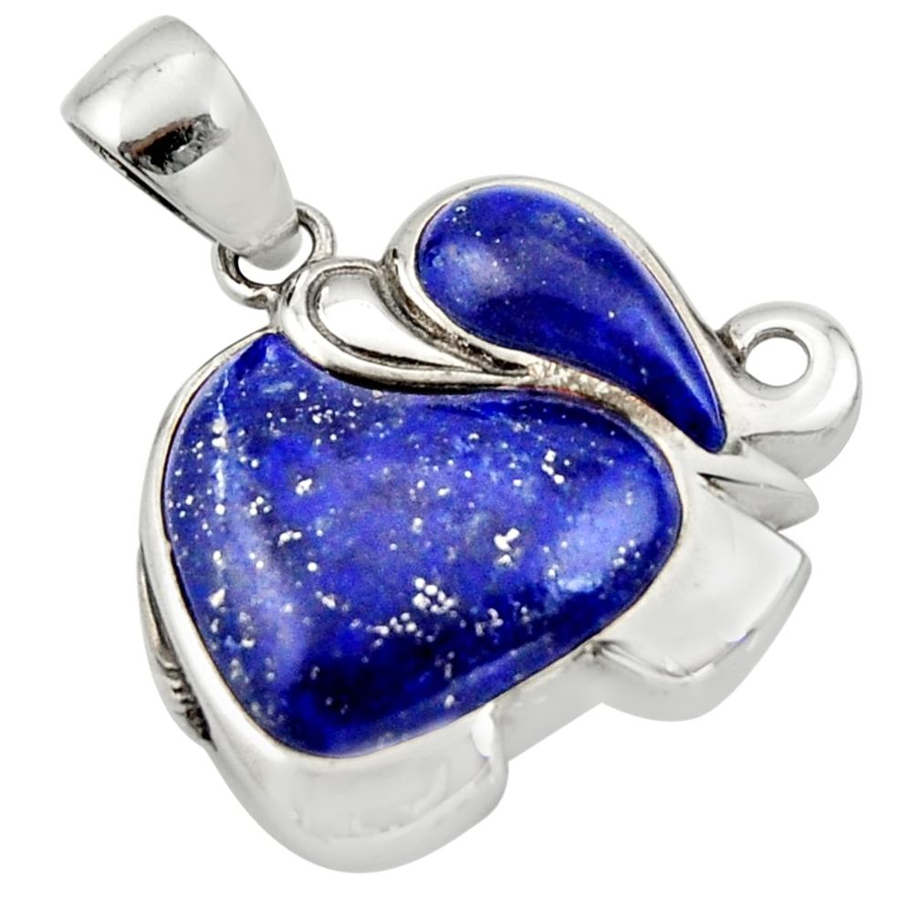 925 sterling silver 8.05cts natural blue lapis lazuli elephant pendant c10000