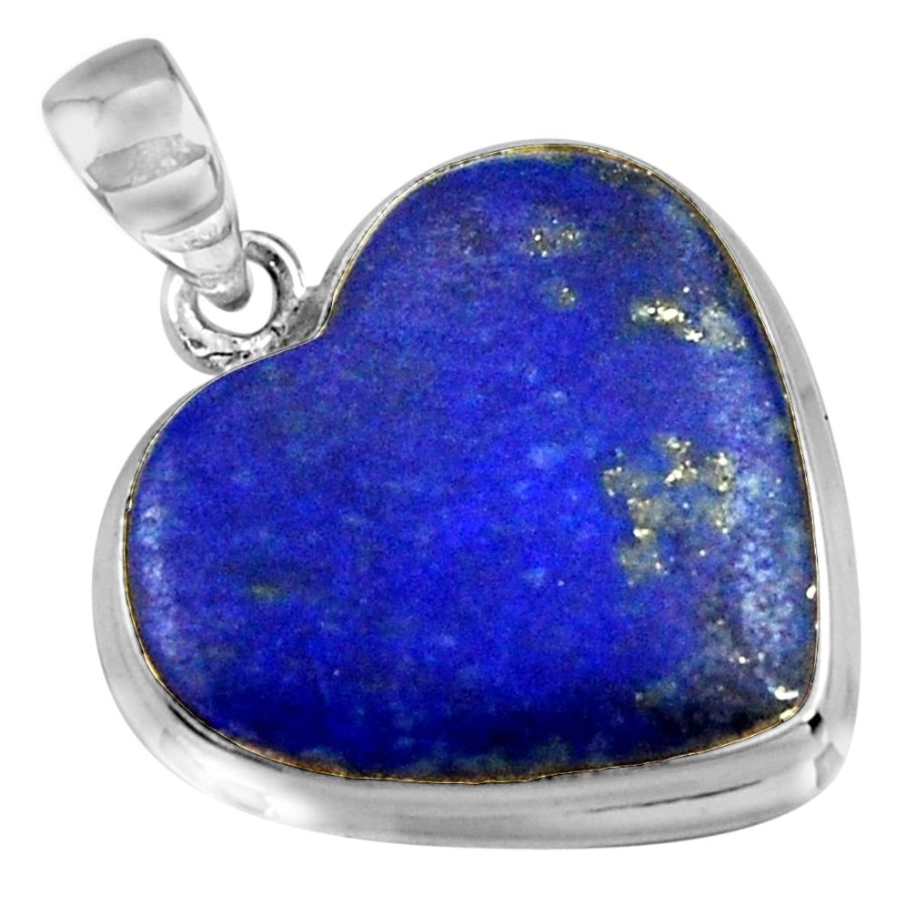 925 sterling silver 19.32cts natural blue lapis lazuli heart pendant r36348
