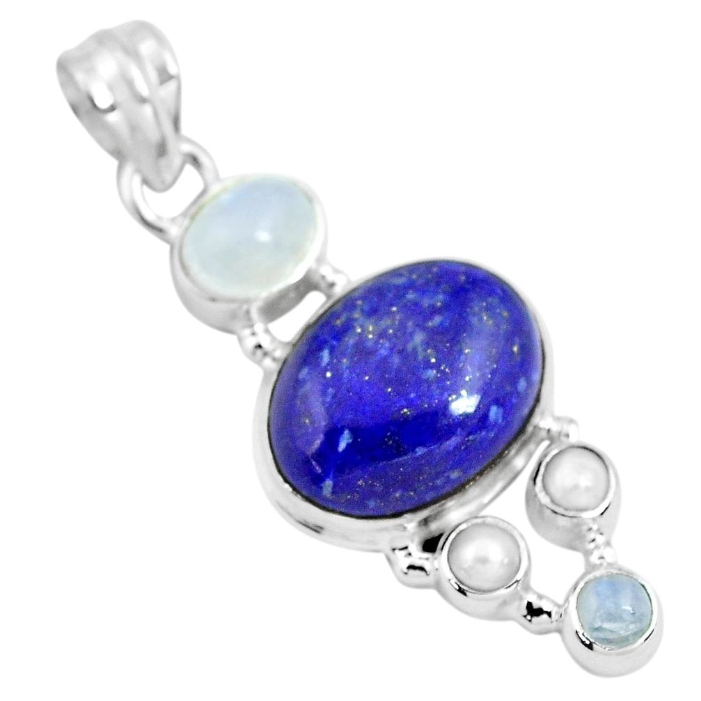 925 sterling silver 14.72cts natural blue lapis lazuli moonstone pendant p70437