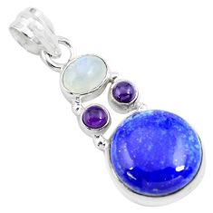 Clearance Sale- 925 sterling silver 14.40cts natural blue lapis lazuli moonstone pendant p70440