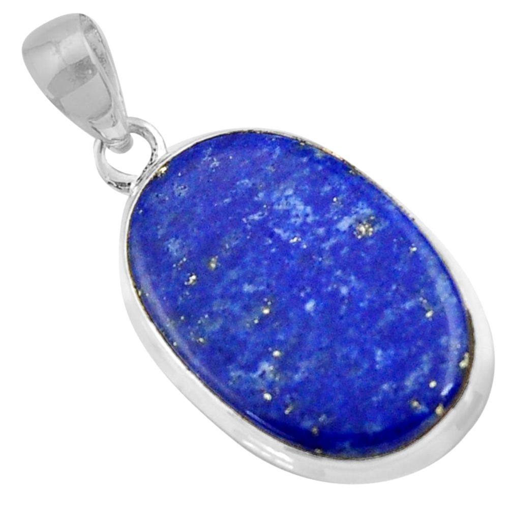 925 sterling silver 14.62cts natural blue lapis lazuli oval pendant r36340