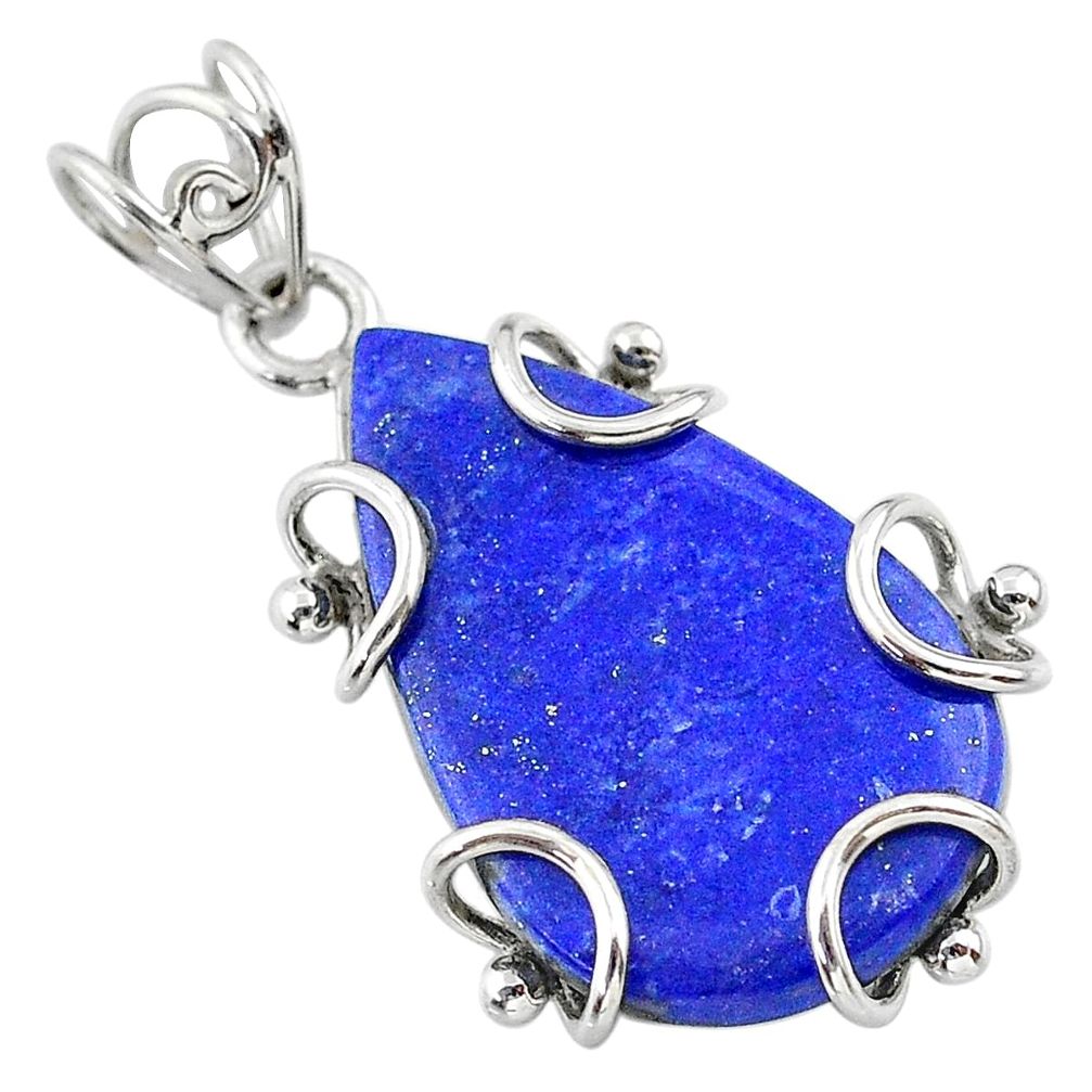 925 sterling silver 14.20cts natural blue lapis lazuli pear pendant t31845