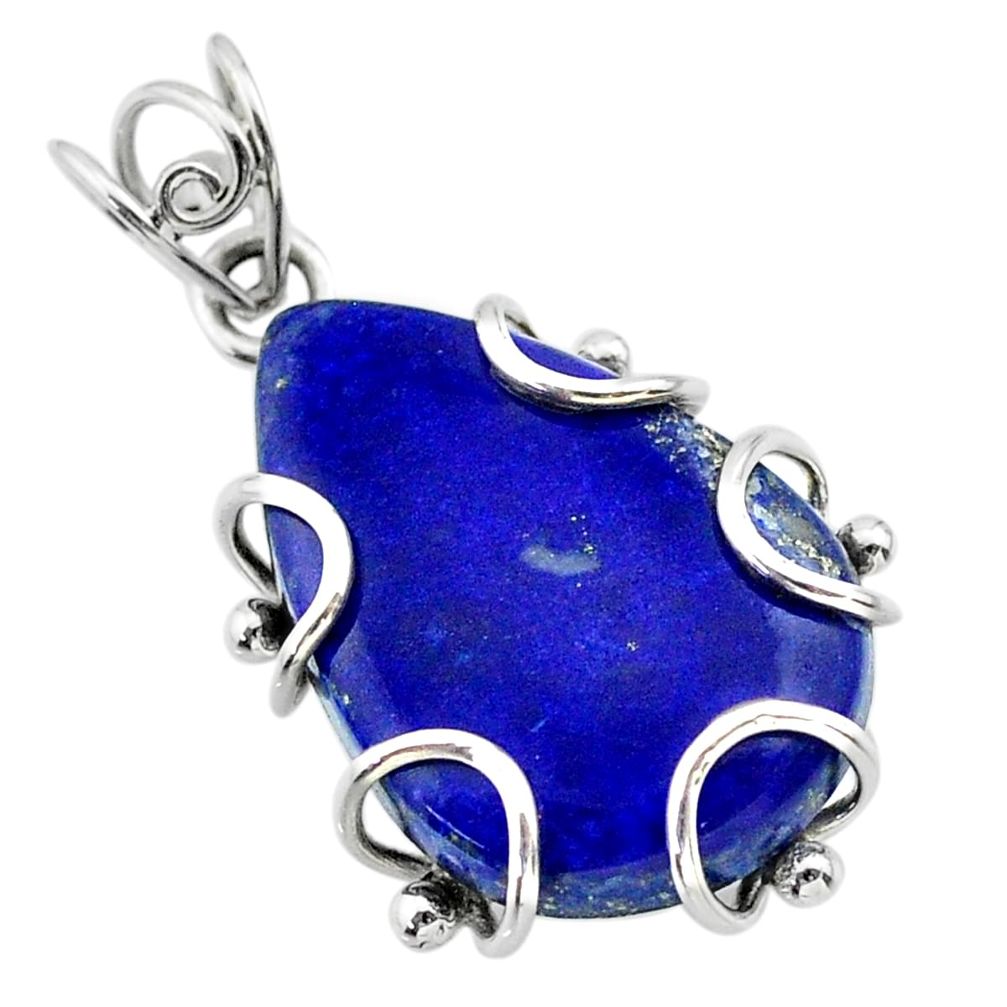 925 sterling silver 18.04cts natural blue lapis lazuli pear pendant t31879