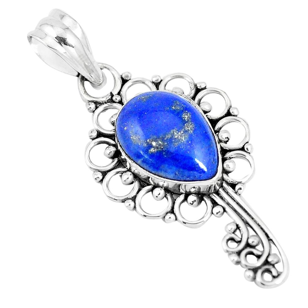 925 sterling silver 6.43cts natural blue lapis lazuli pendant jewelry p13047