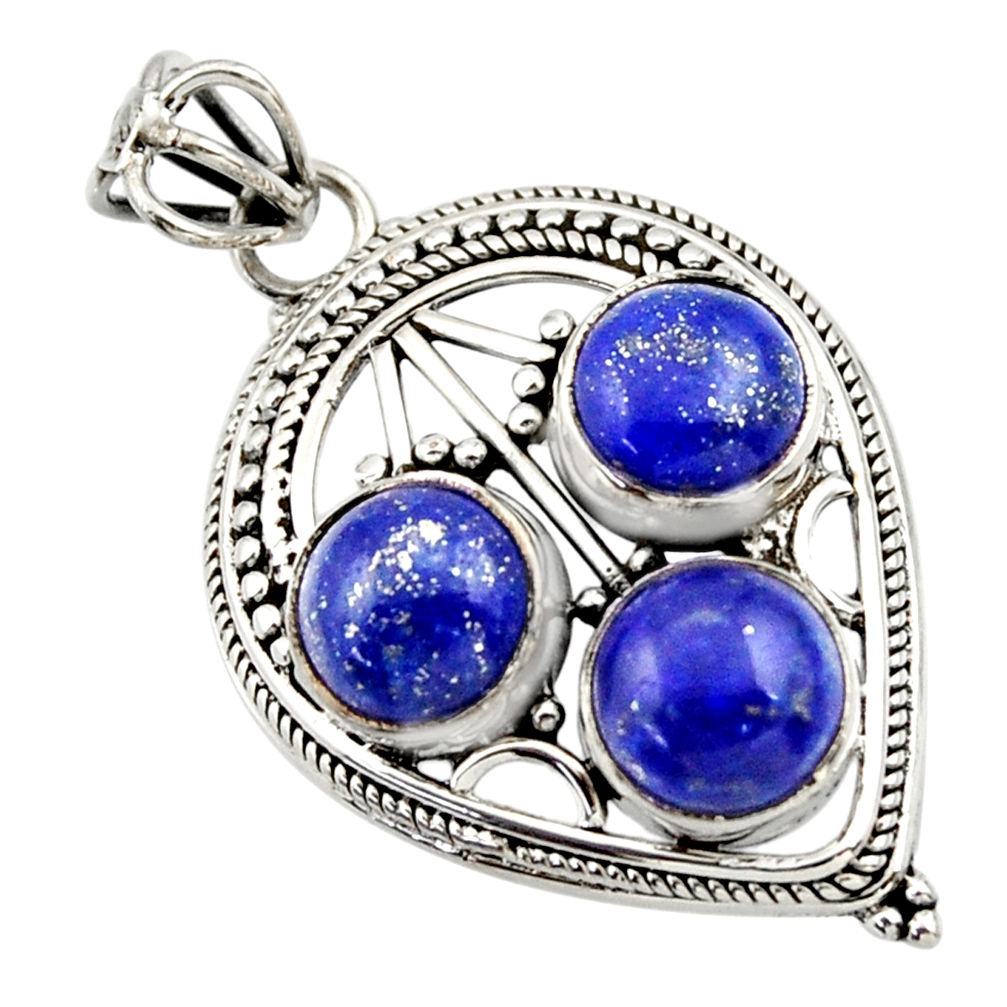 925 sterling silver 9.39cts natural blue lapis lazuli pendant jewelry r32390