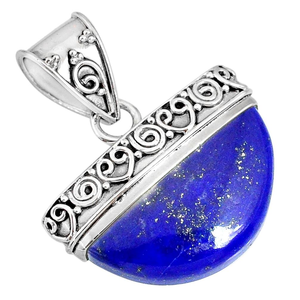 925 sterling silver 14.40cts natural blue lapis lazuli handmade pendant r85048