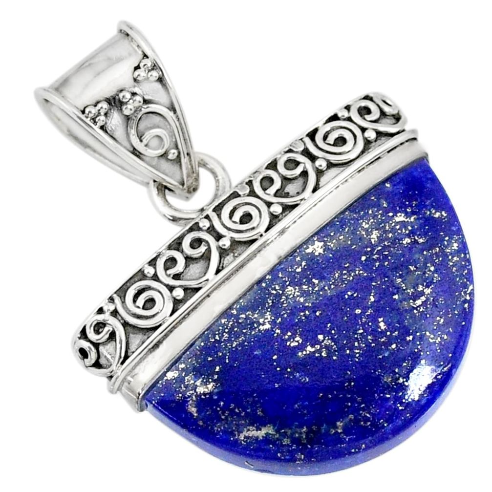 925 sterling silver 15.27cts natural blue lapis lazuli handmade pendant r86236