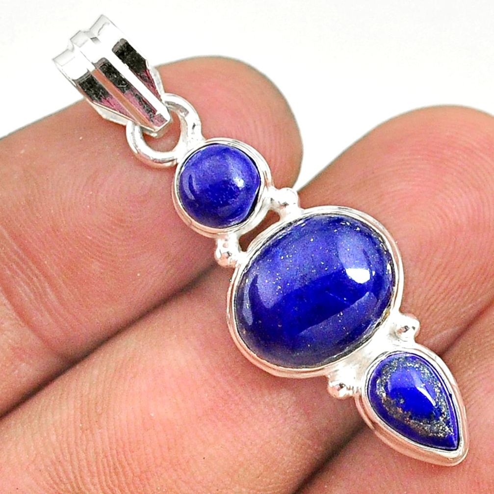 925 sterling silver 8.73cts natural blue lapis lazuli pendant jewelry t34812