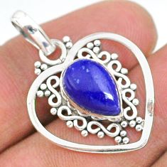 925 sterling silver 3.59cts natural blue lapis lazuli pendant jewelry t35713