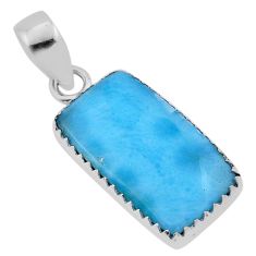 925 sterling silver 7.52cts natural blue larimar baguette pendant jewelry n34275