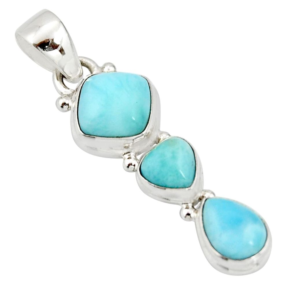 925 sterling silver 5.23cts natural blue larimar cushion pendant jewelry r20639