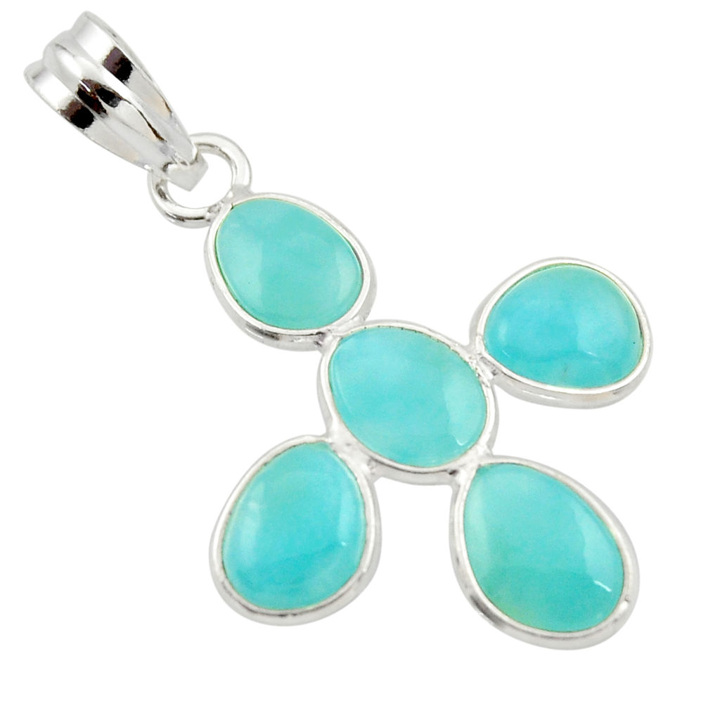 925 sterling silver 8.46cts natural blue larimar fancy pendant jewelry r34931