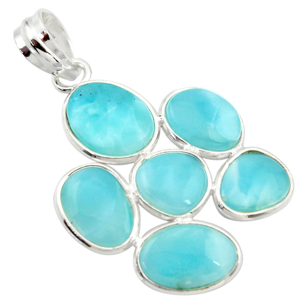 925 sterling silver 14.73cts natural blue larimar fancy pendant jewelry r34964