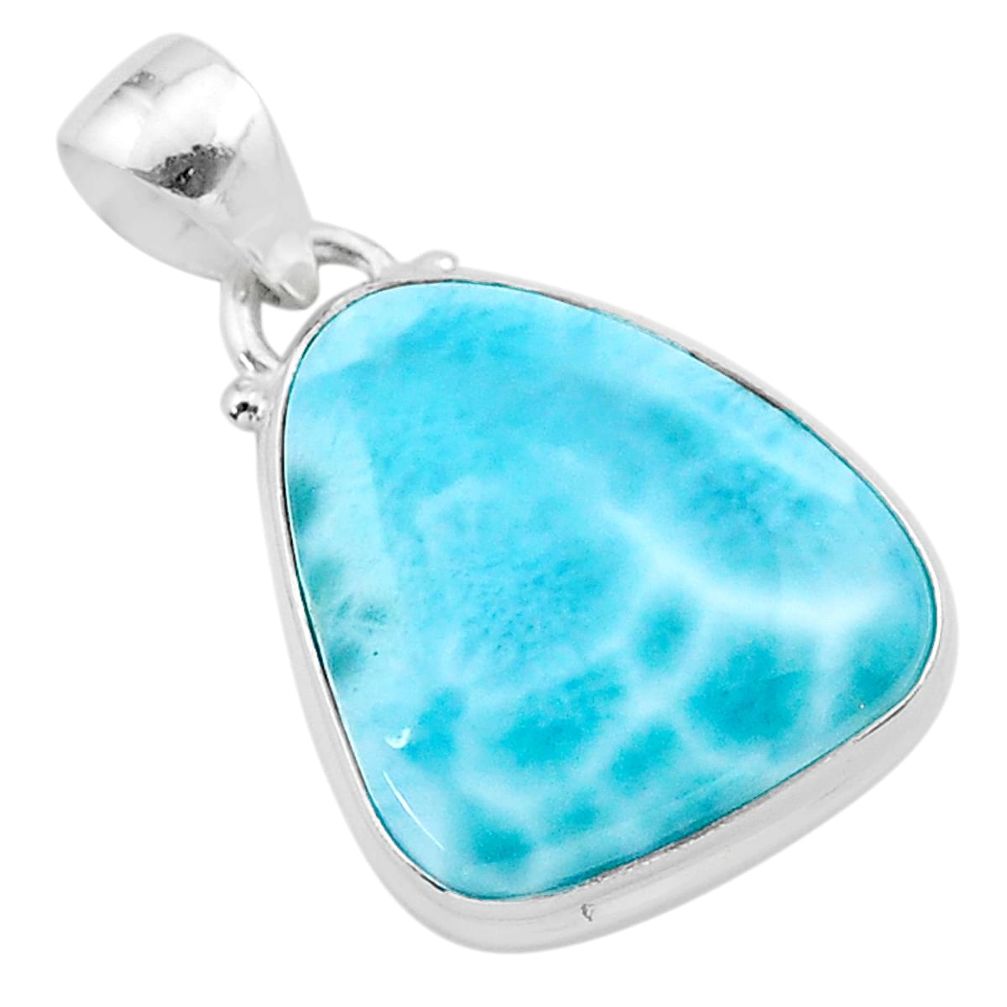 925 sterling silver 14.59cts natural blue larimar fancy pendant jewelry t24480