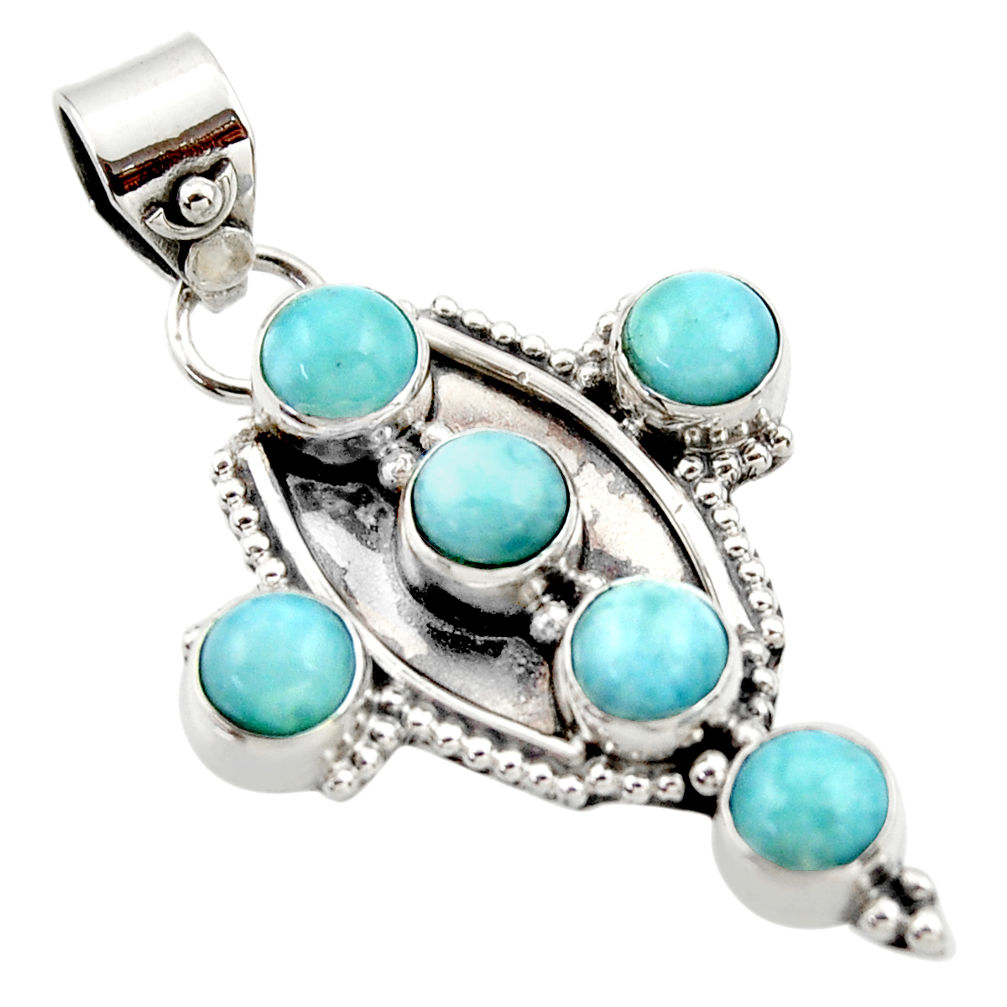 925 sterling silver 5.53cts natural blue larimar holy cross pendant r35015