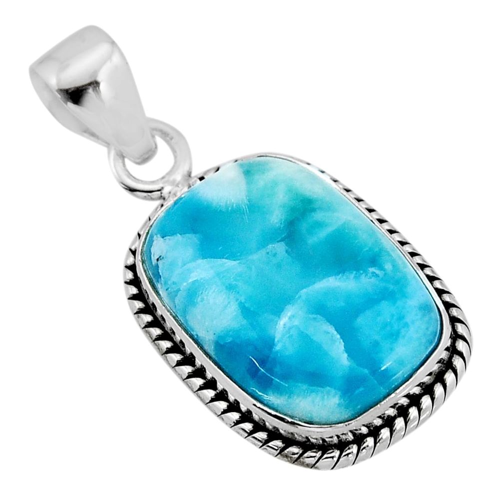 925 sterling silver 12.83cts natural blue larimar octagan pendant jewelry y71528