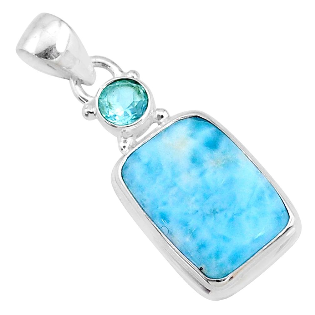 925 sterling silver 13.15cts natural blue larimar octagan topaz pendant r69339