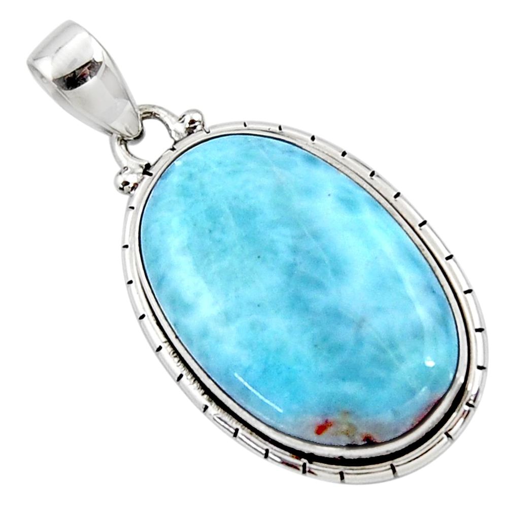 925 sterling silver 19.82cts natural blue larimar oval pendant jewelry r50316