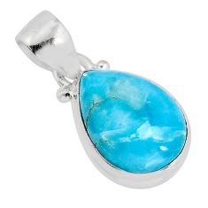 925 sterling silver 6.14cts natural blue larimar pear pendant jewelry y79708