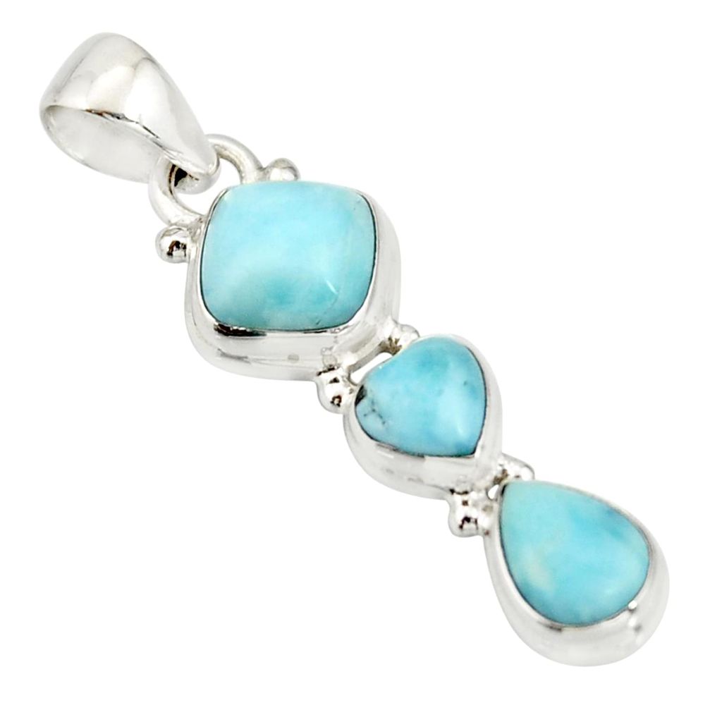 925 sterling silver 5.23cts natural blue larimar pendant jewelry r20631