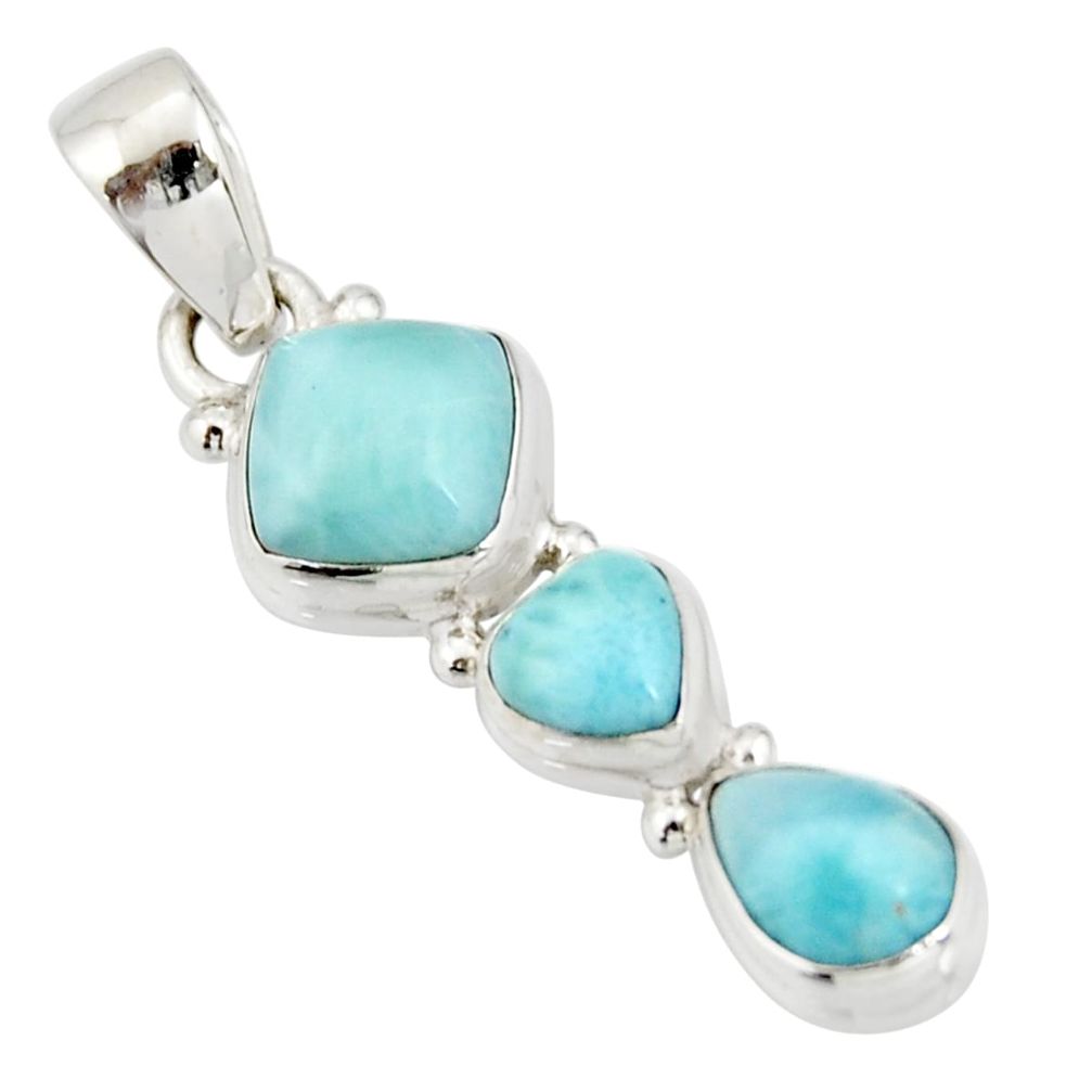 925 sterling silver 5.24cts natural blue larimar pendant jewelry r20636