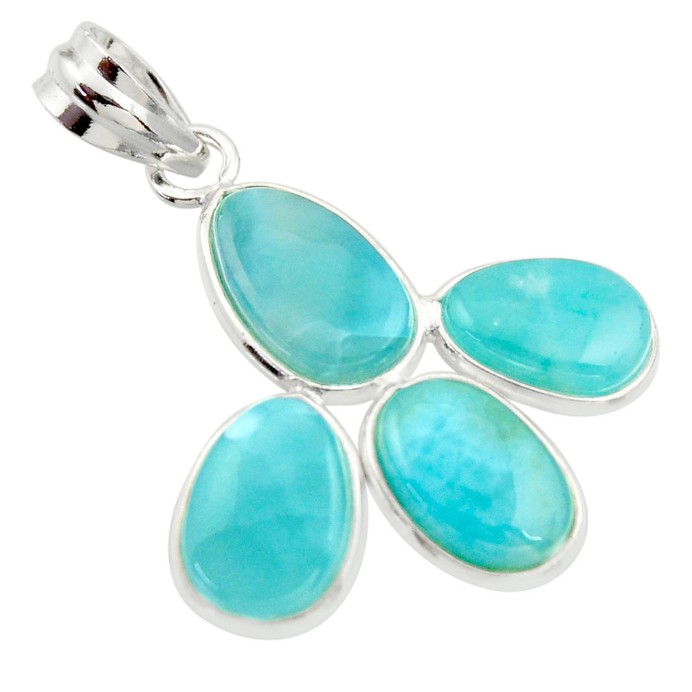 925 sterling silver 13.69cts natural blue larimar pendant jewelry r34928