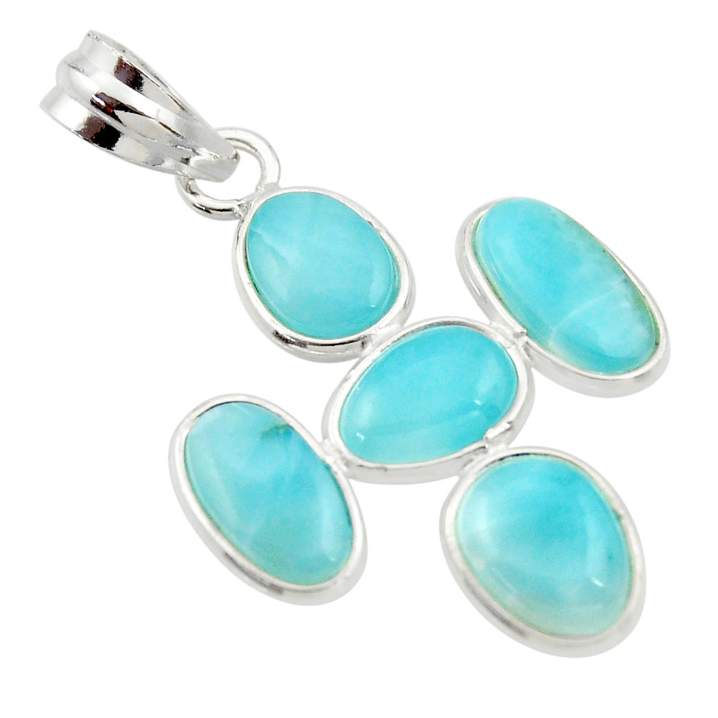 925 sterling silver 10.72cts natural blue larimar pendant jewelry r34935
