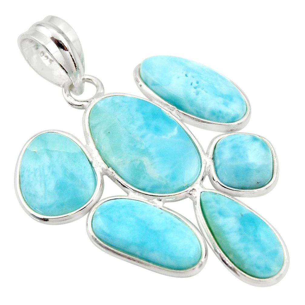 925 sterling silver 16.88cts natural blue larimar pendant jewelry r34955