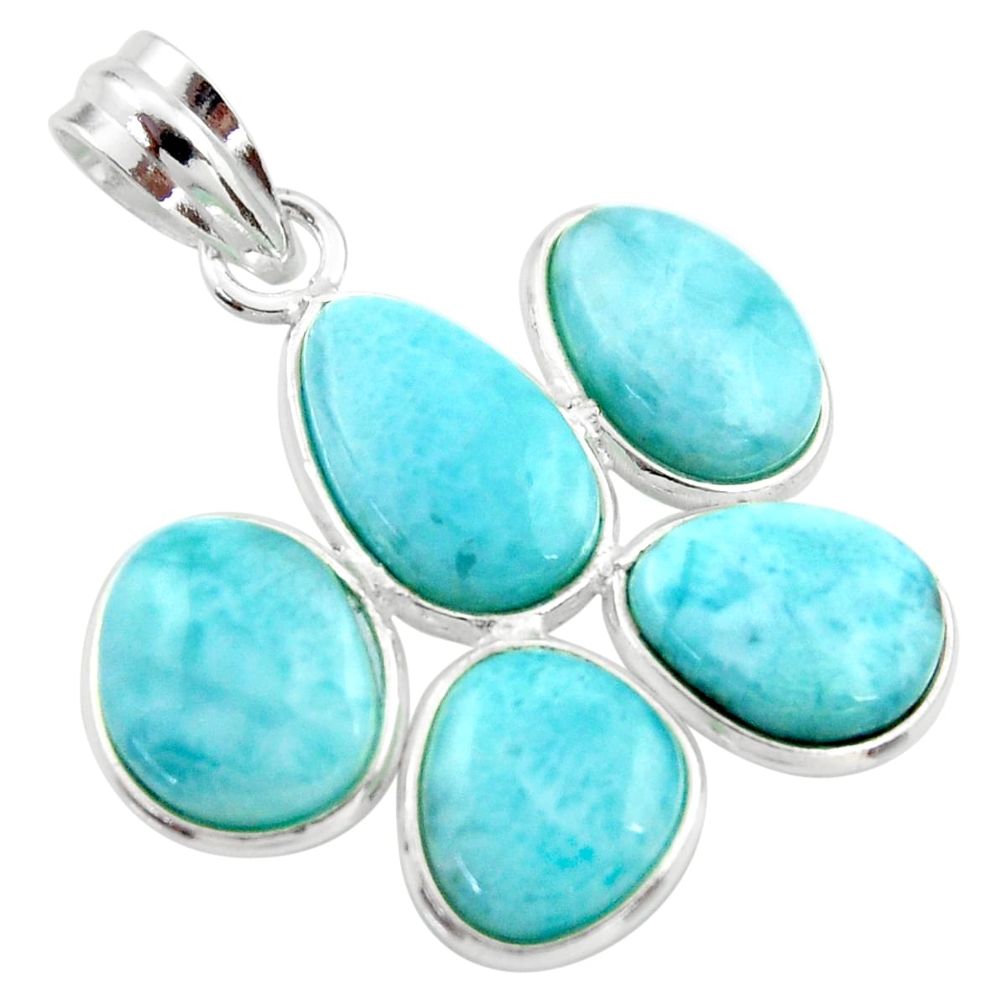 925 sterling silver 16.49cts natural blue larimar pendant jewelry r34959