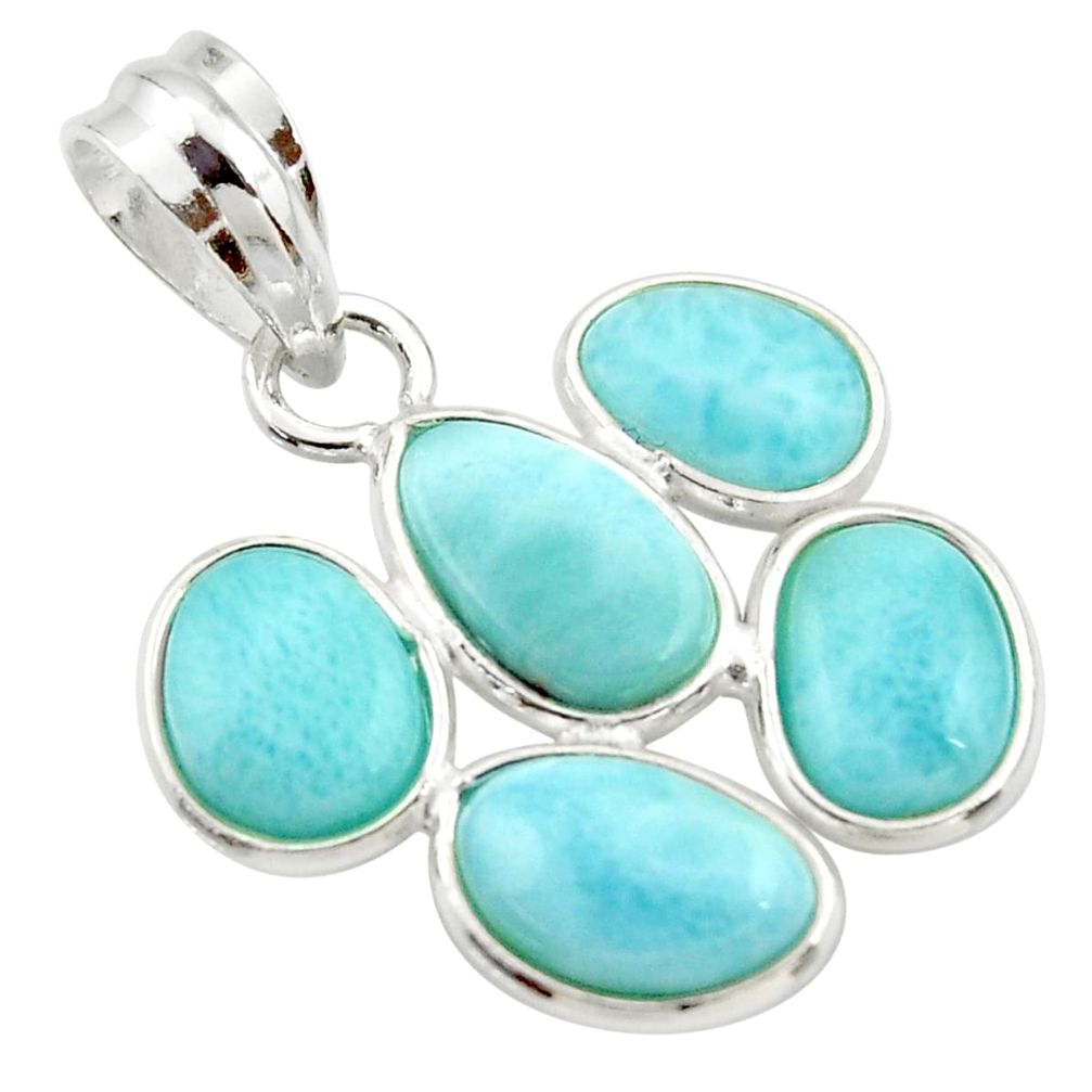 925 sterling silver 10.89cts natural blue larimar pendant jewelry r34968