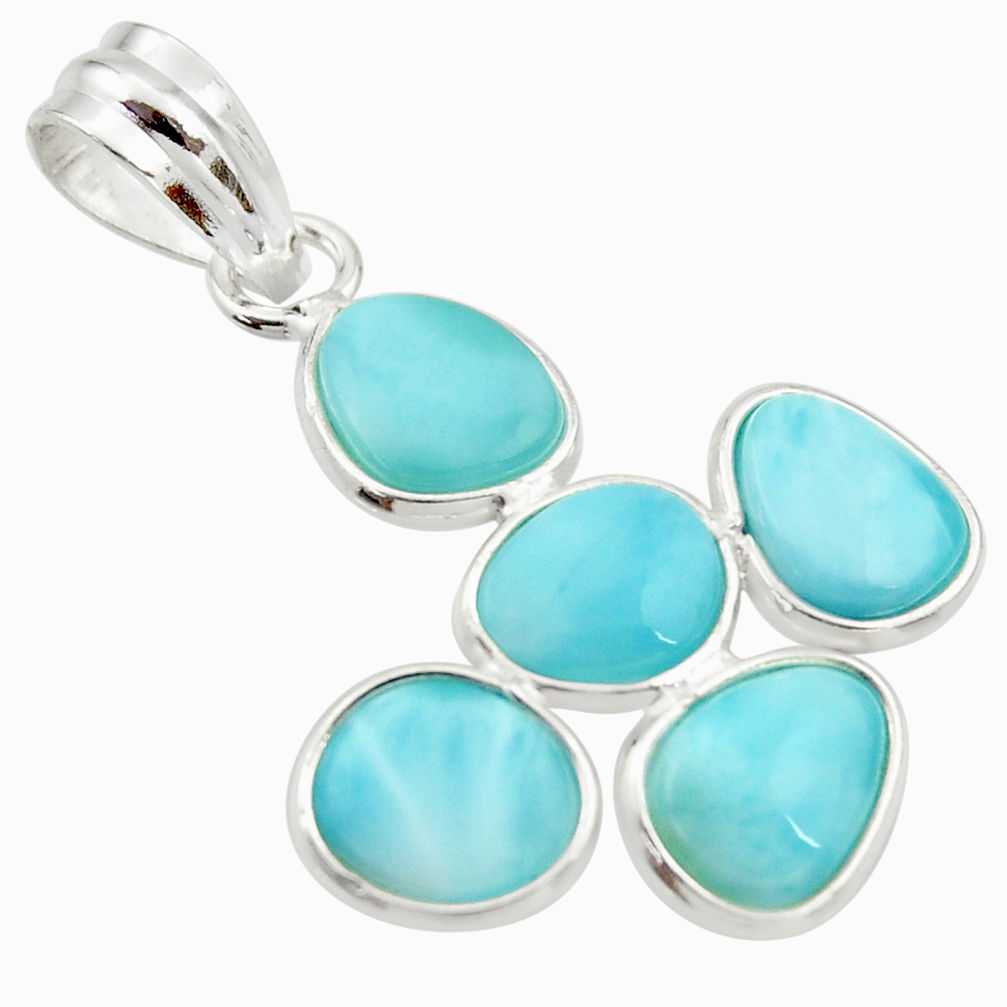 925 sterling silver 10.33cts natural blue larimar pendant jewelry r34975