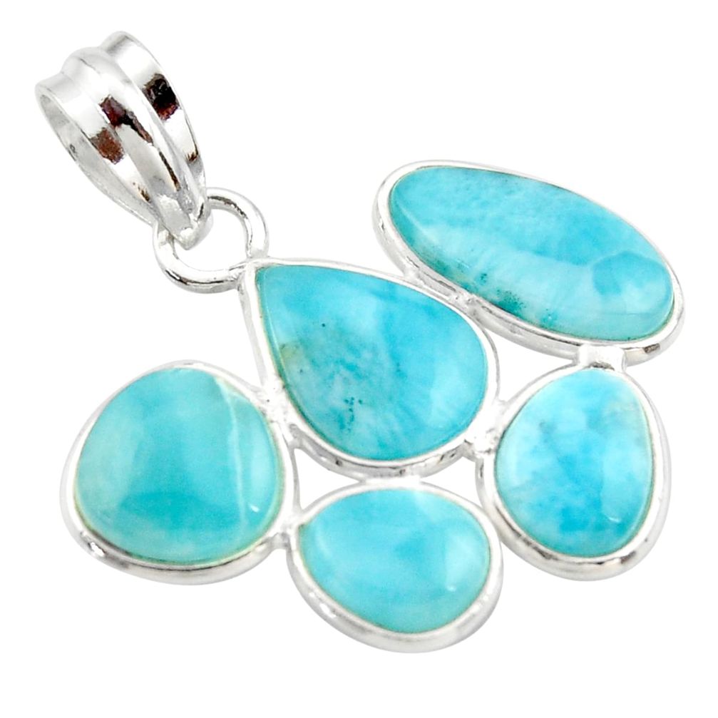 925 sterling silver 12.54cts natural blue larimar pendant jewelry r34978