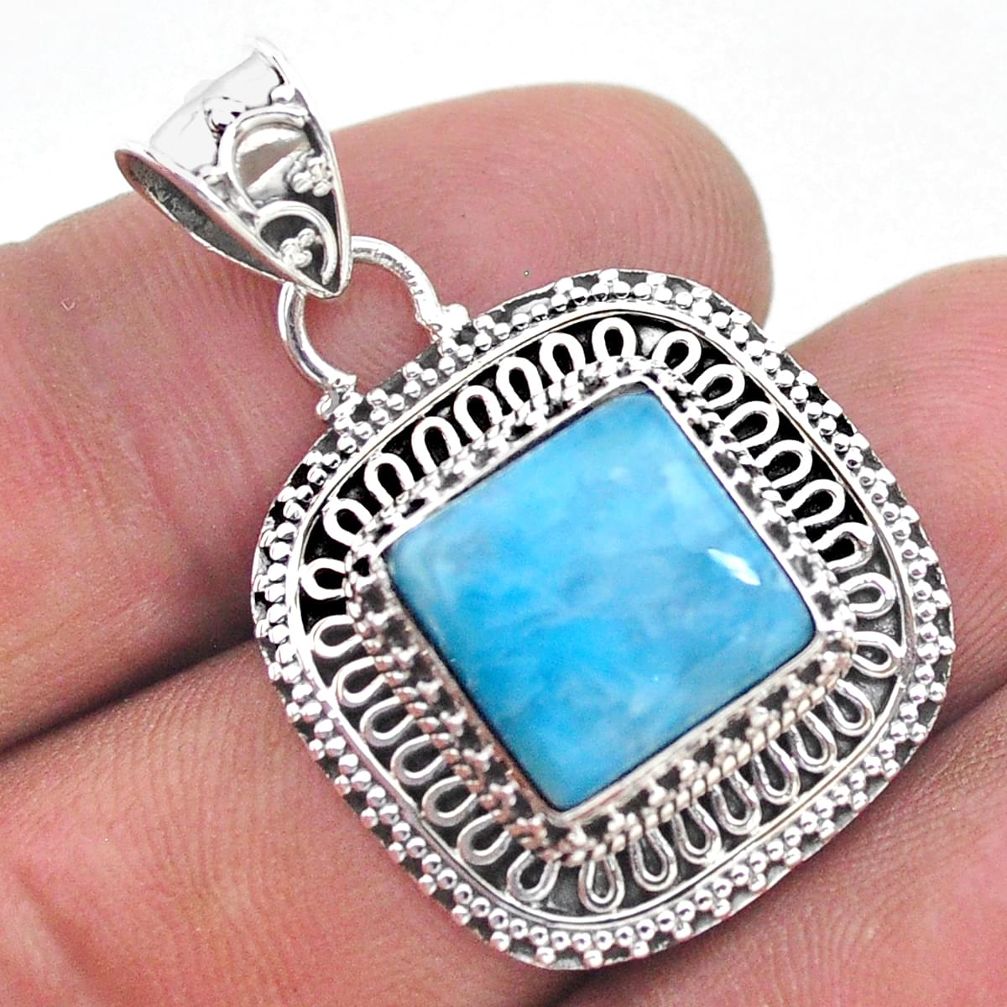 925 sterling silver 6.89cts natural blue larimar pendant jewelry t32503