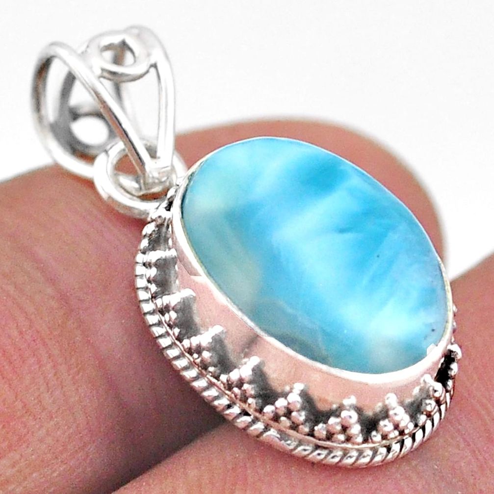 925 sterling silver 5.92cts natural blue larimar pendant jewelry t46799