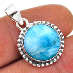 925 sterling silver 7.63cts natural blue larimar round pendant jewelry n42835